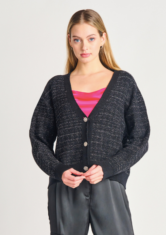 Black Shimmer Cardigan main image 0