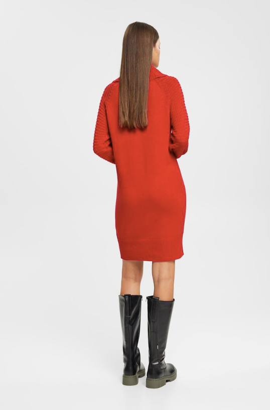Esprit Red Knit Turtleneck Dress