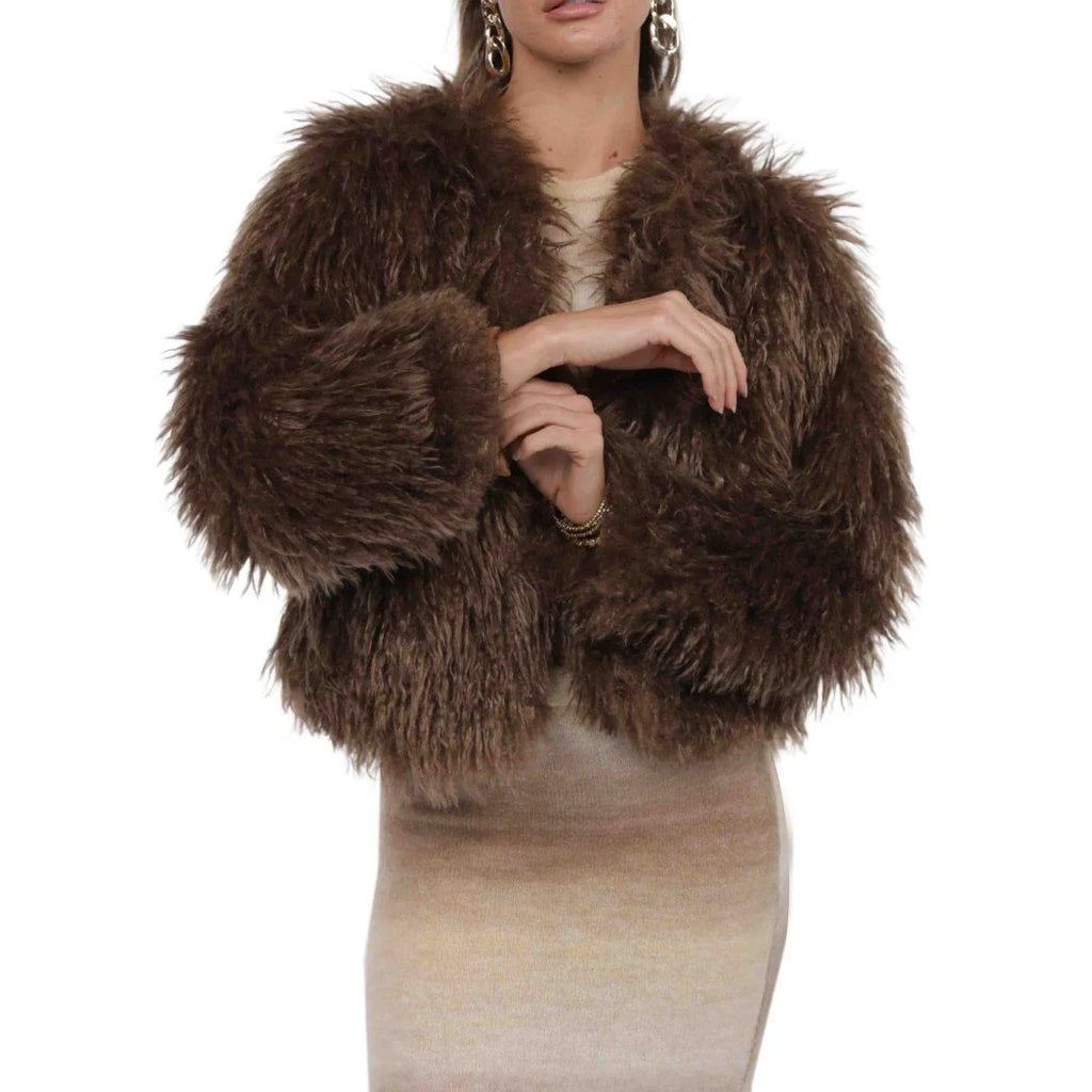 Deep Woods Cropped Vegan Fur Jacket
