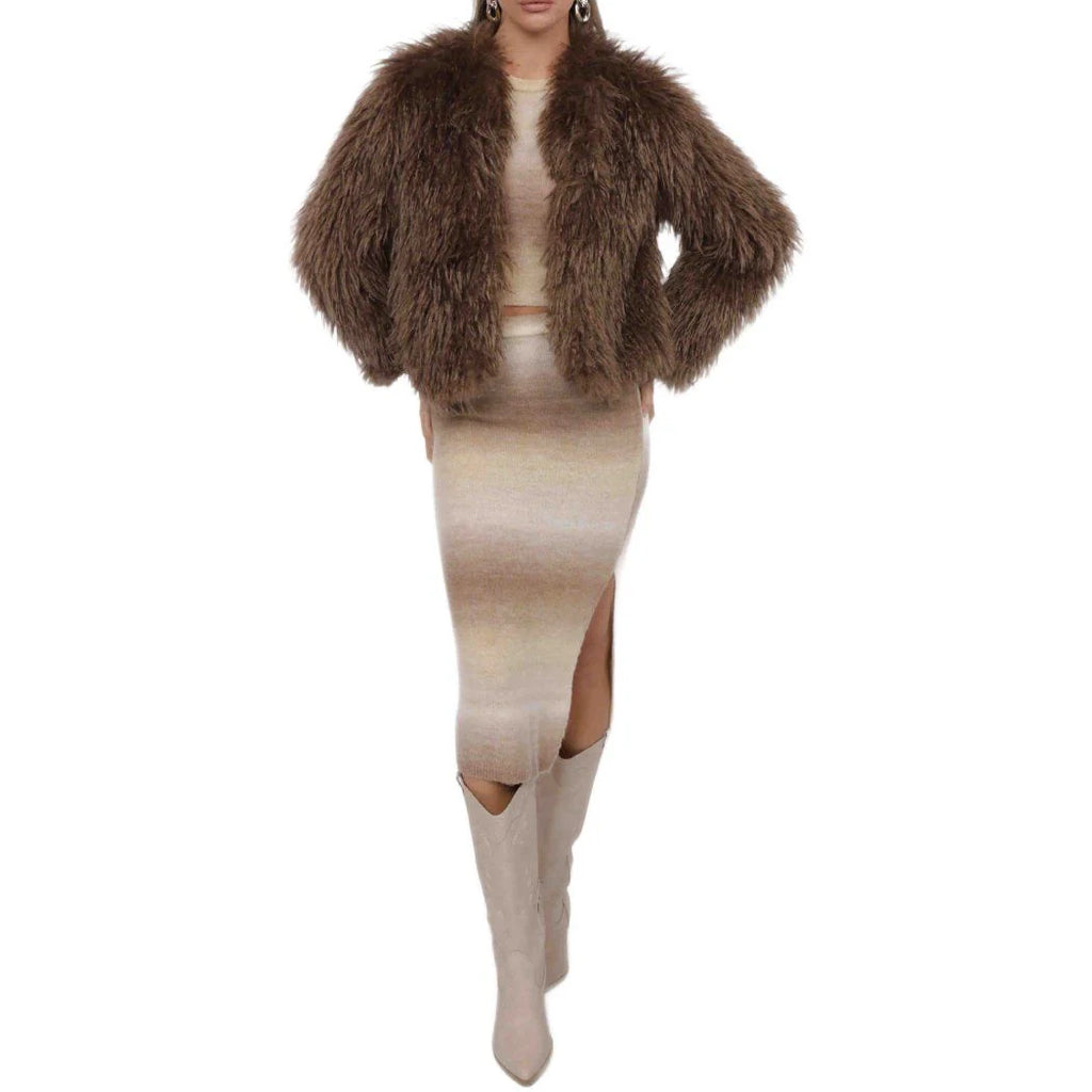 Deep Woods Cropped Vegan Fur Jacket