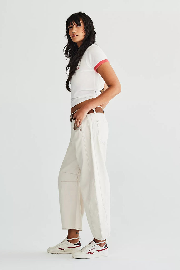 Free People Good Luck Mid-Rise Barrel Jeans