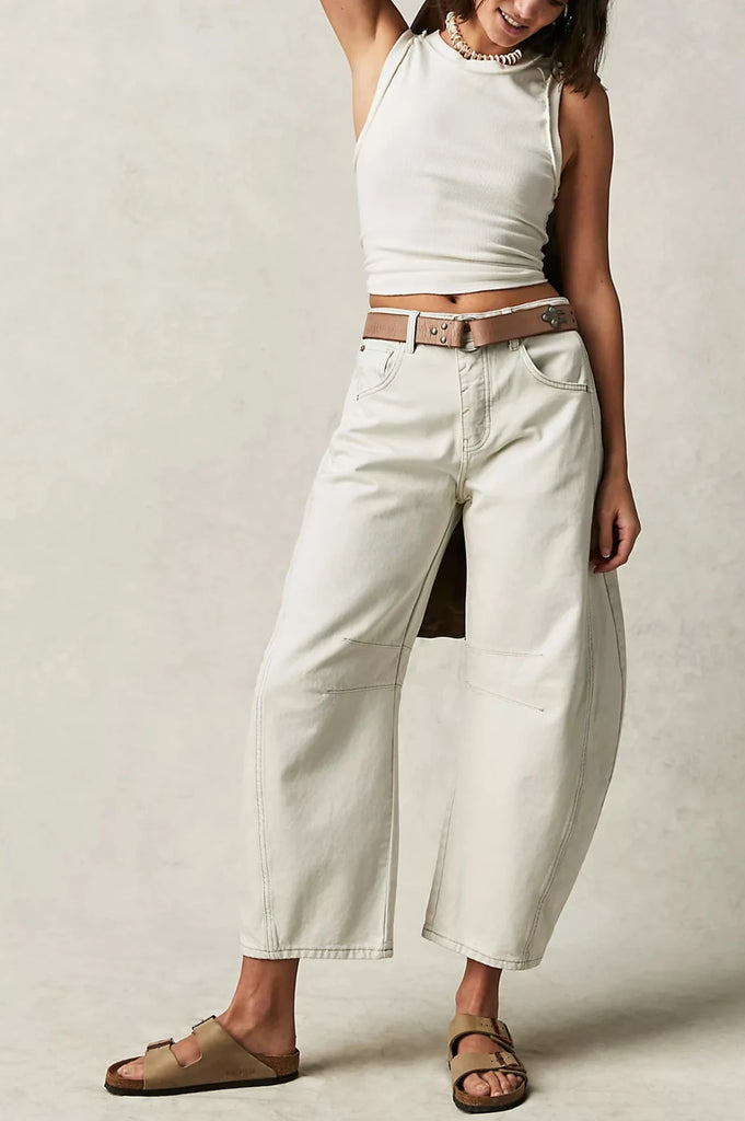 Free People Good Luck Mid-Rise Barrel Jeans