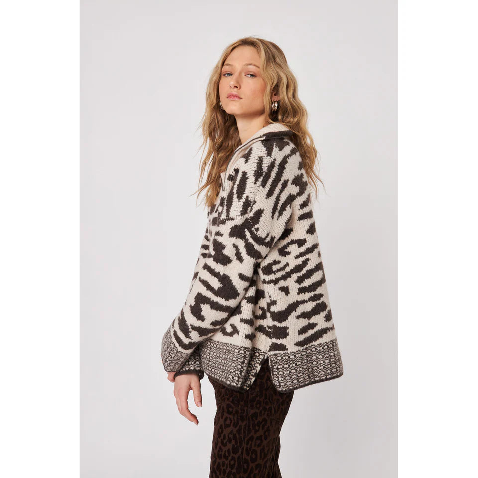 Stirling 1/2 Zip Sweater in Animal Kingdom