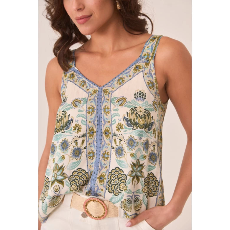 STRAPLESS TOP WITH POSITIONAL PRINT green RUPHAY