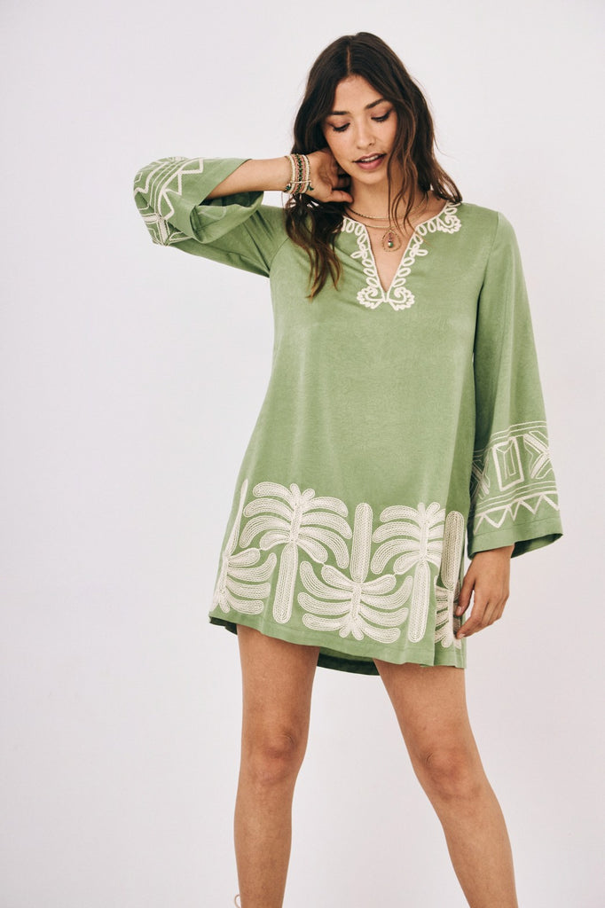 SHORT LONG SLEEVE EMBROIDERED DRESS