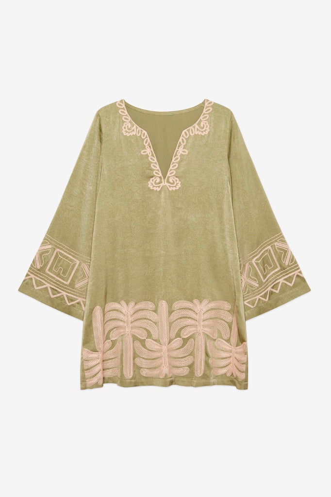 SHORT LONG SLEEVE EMBROIDERED DRESS