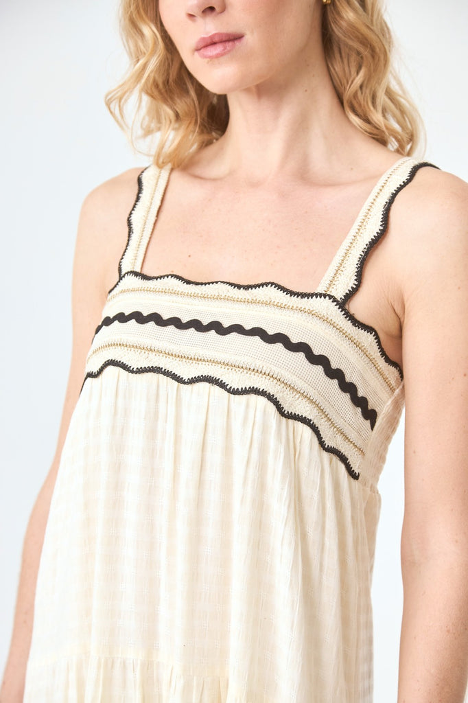 LONG COTTON DRESS WITH LACE STRAPS