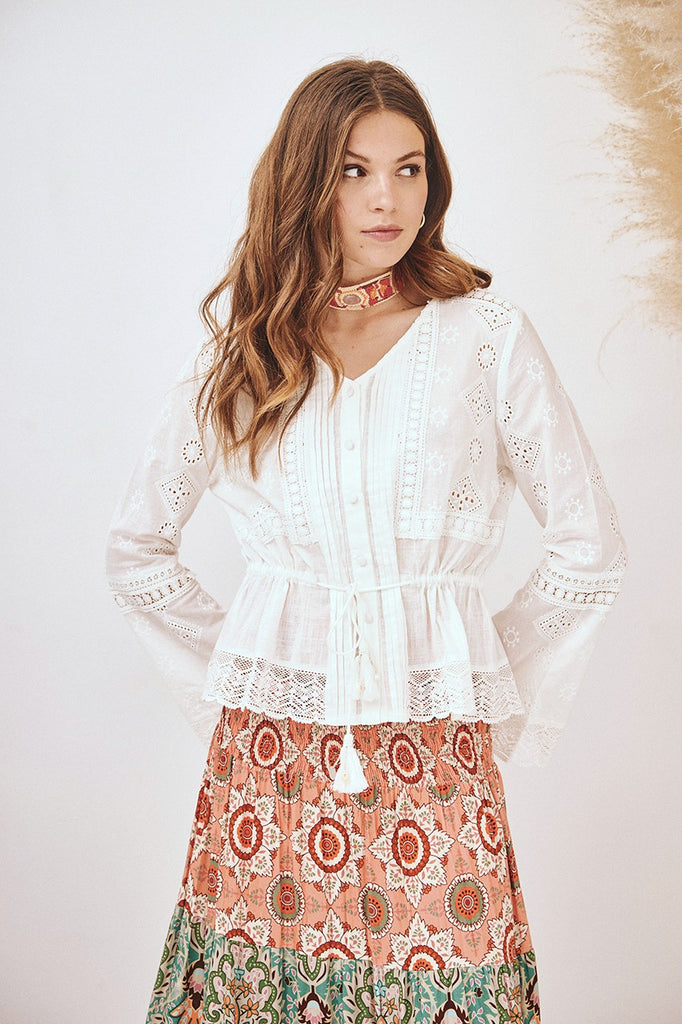 LONG SLEEVE COTTON BLOUSE AND LACES