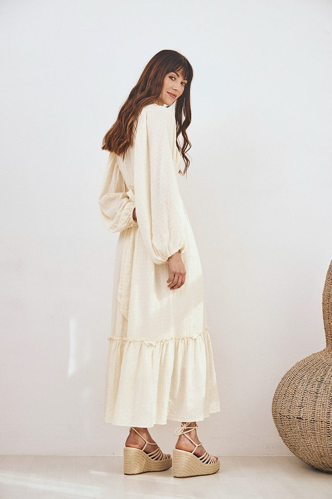 LONG SLEEVE EMBROIDERED COTTON DRESS