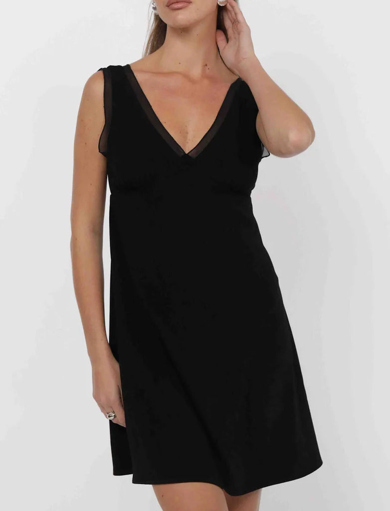 MY HEART CREPE RUFFLE CHIFFON MINI DRESS