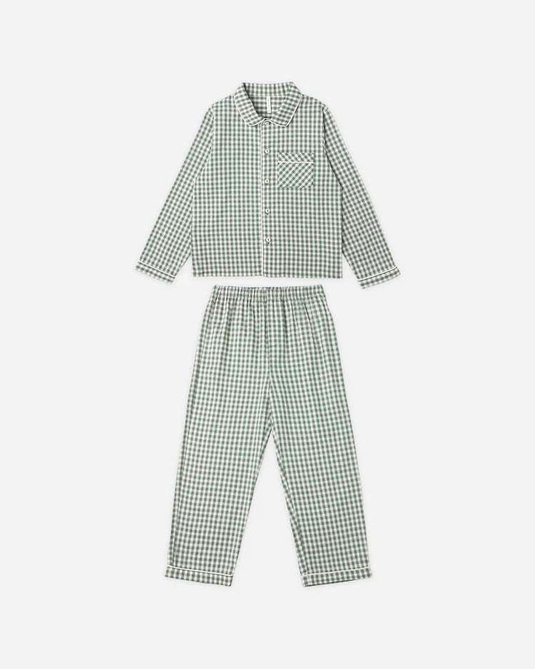 Long Sleeve Pajamas || Evergreen Gingham
