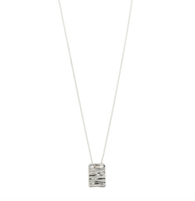 Pilgrim Care Recycled Square Coin Necklace Silver Plated