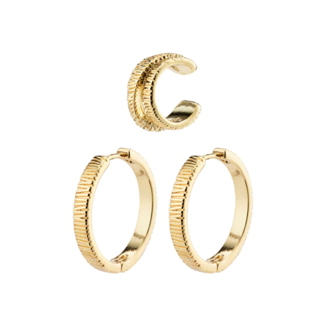 Pilgrim Care Recycled Semi Hoop & Cuff Earrings Gold Plated