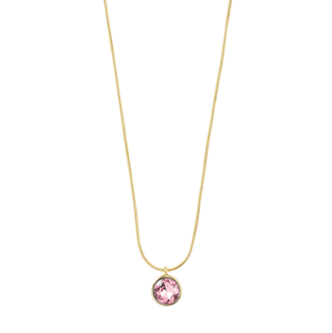 Pilgrim Callie Recycled Rose Crystal Pendant Necklace Gold Plated