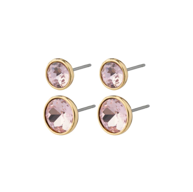 Pilgrim Callie Recycled Rose Crystal Earrings Gold Plated
