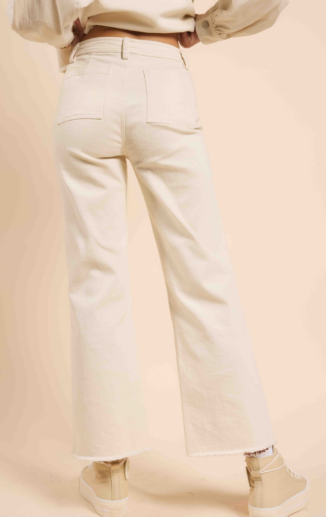 Clear Eyes Wide Leg Cream Denim