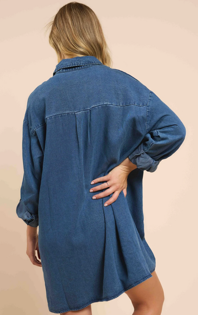 It's Pouring Collar Denim dress