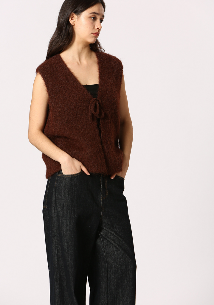 Fluffy Tie Vest