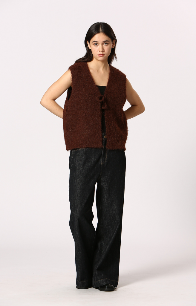 Fluffy Tie Vest