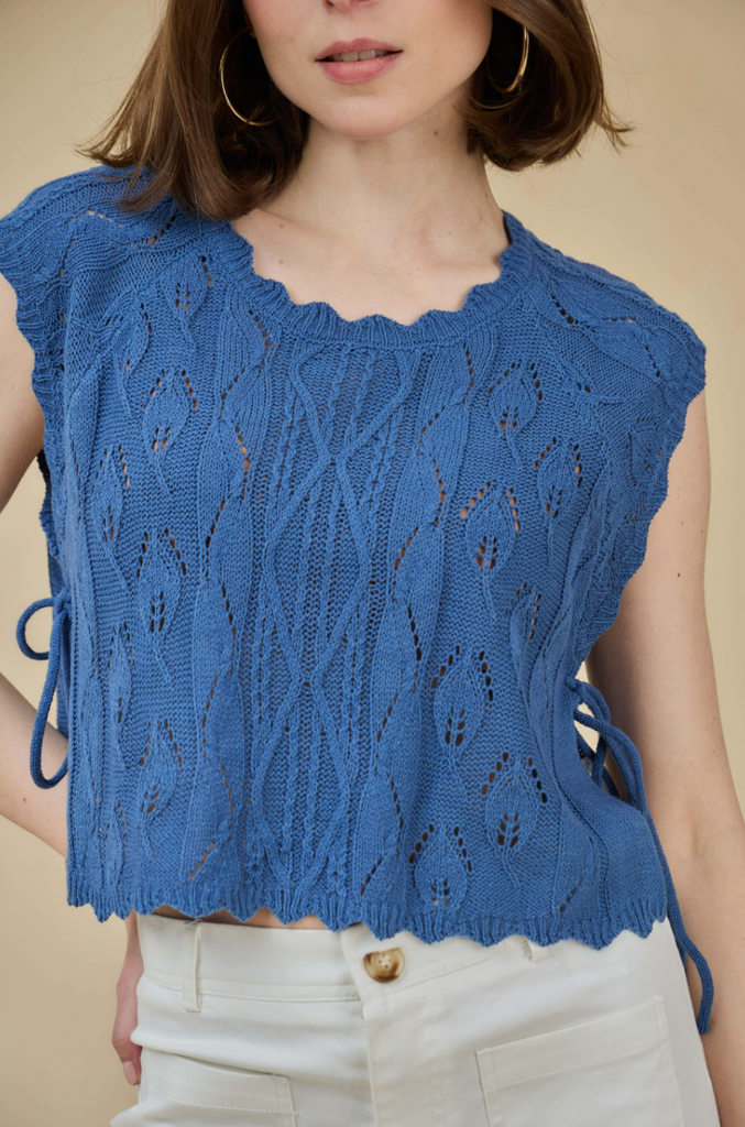 OPENWORK SIDE TIE KNIT TOP