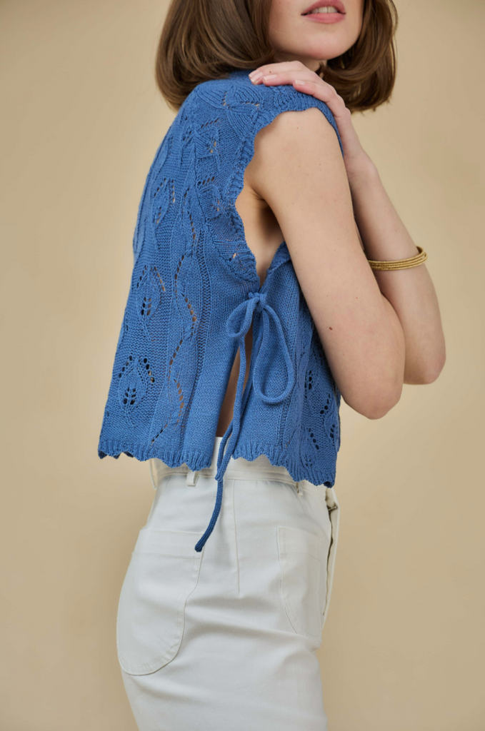 OPENWORK SIDE TIE KNIT TOP