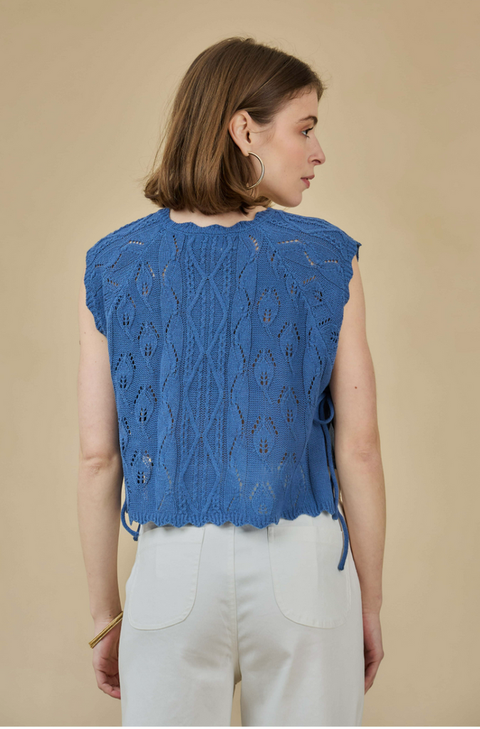 OPENWORK SIDE TIE KNIT TOP