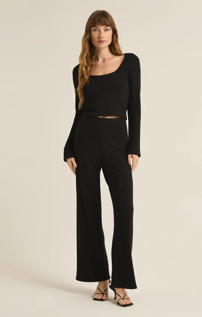 Madeline Rib Top.- Black