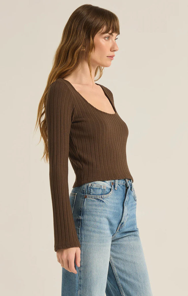 Madeline Rib Top.- Black