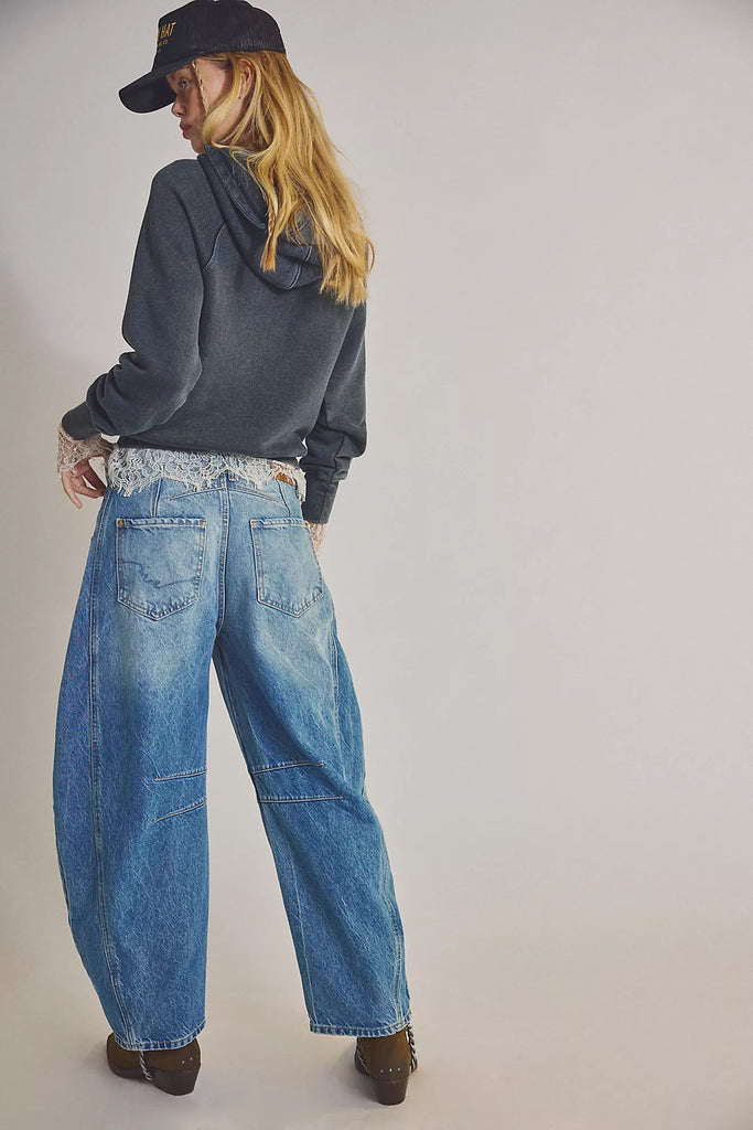 We The Free Good Luck Mid-Rise Barrel Jeans/Ultra Light Beam