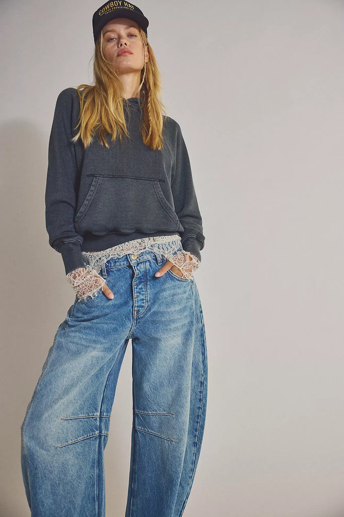 We The Free Good Luck Mid-Rise Barrel Jeans/Ultra Light Beam