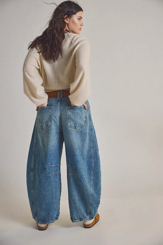 We The Free Good Luck Mid-Rise Barrel Jeans/Ultra Light Beam