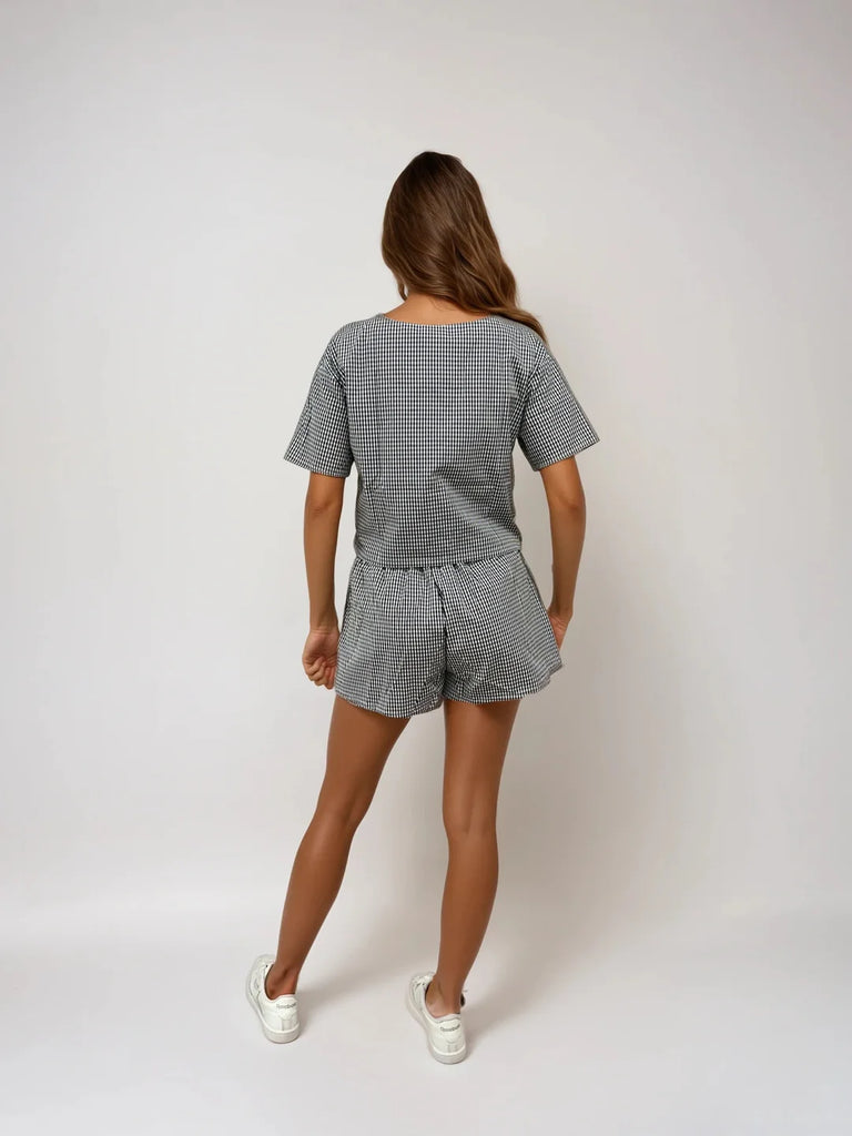 Quincie 2pc Short Set In Small Gingham