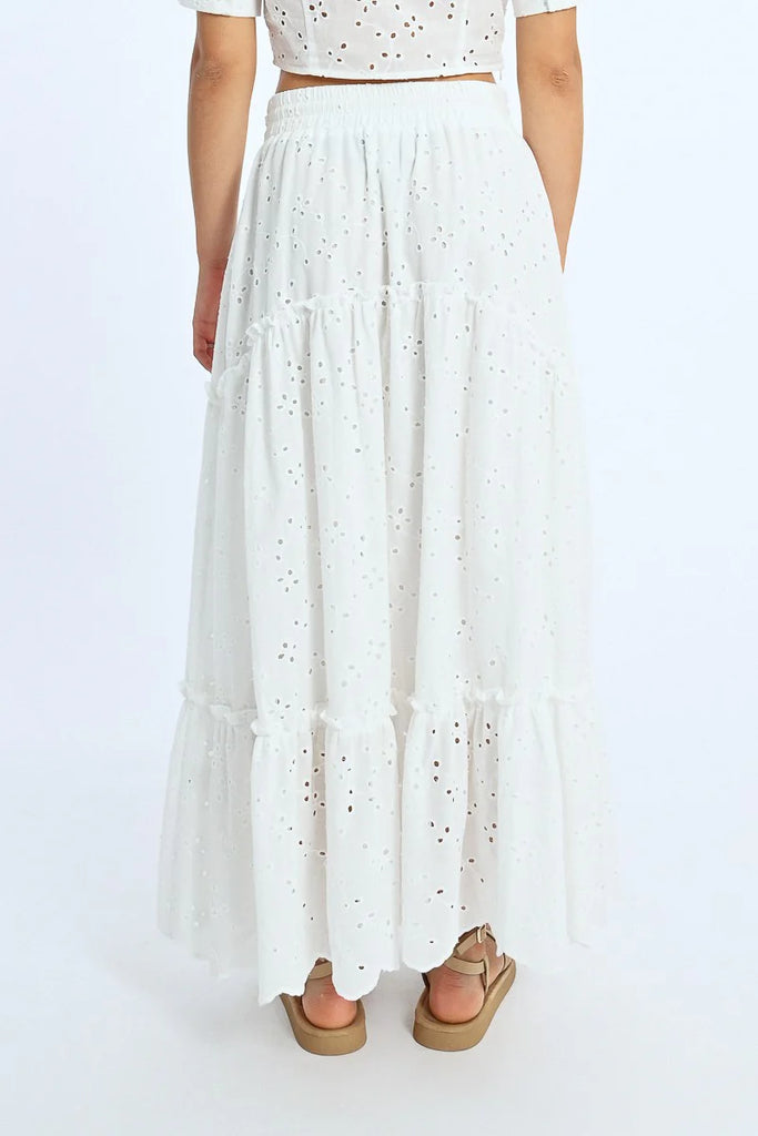 LONG SKIRT WITH ENGLISH EMBROIDERY