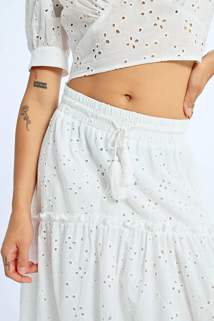 LONG SKIRT WITH ENGLISH EMBROIDERY