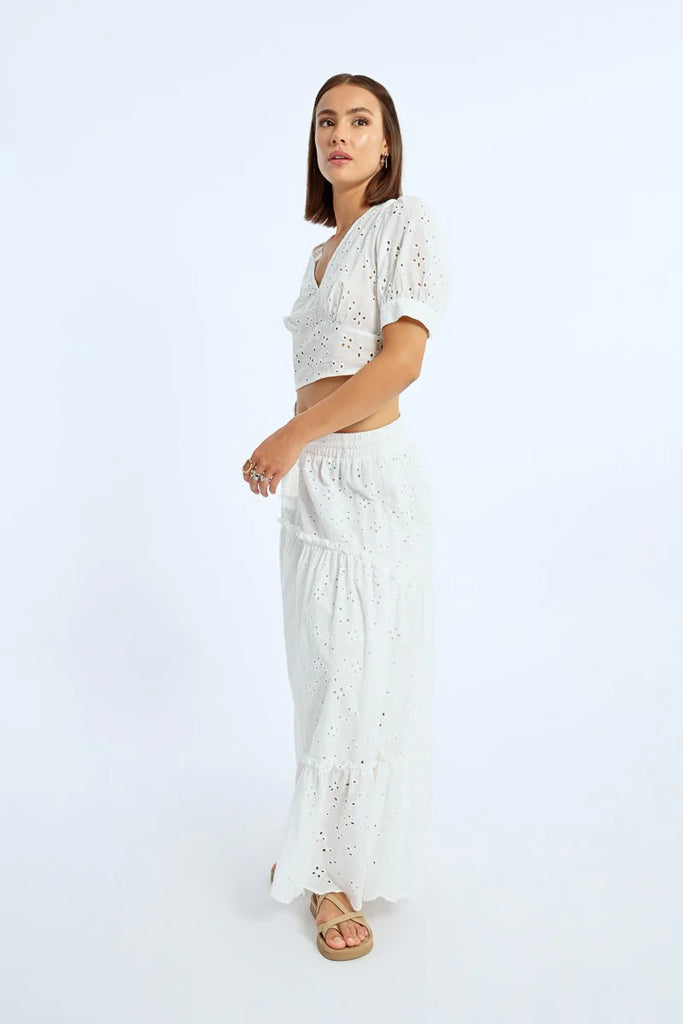 LONG SKIRT WITH ENGLISH EMBROIDERY