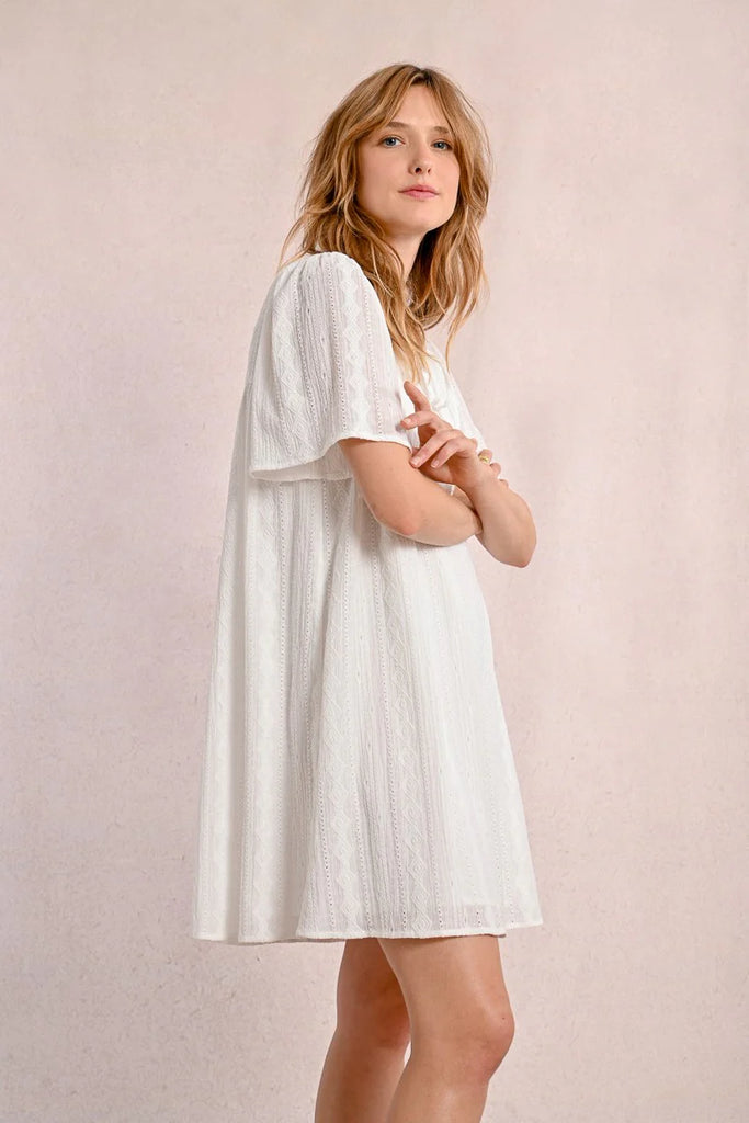 MID-LENGTH DRESS WITH ENGLISH EMBROIDERY