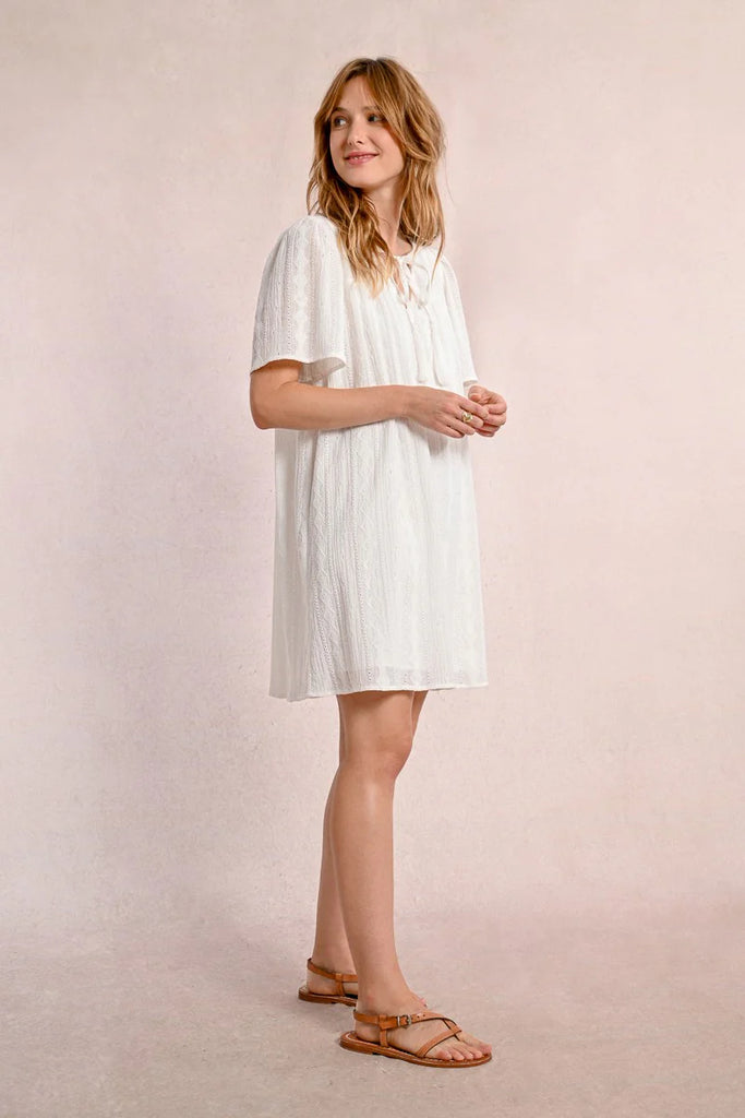 MID-LENGTH DRESS WITH ENGLISH EMBROIDERY