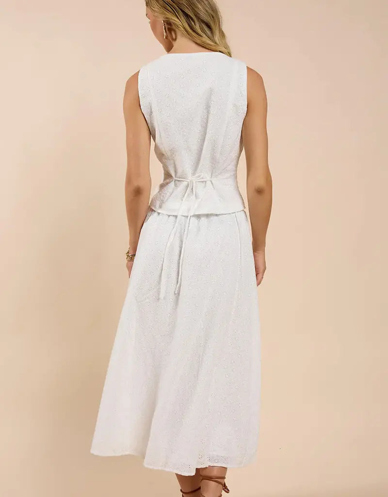 SUN DREAM EYELET DRAWSTRING MAXI SKIRT