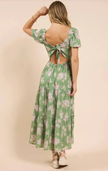 Rainy Days Tiered Maxi dress w back tie