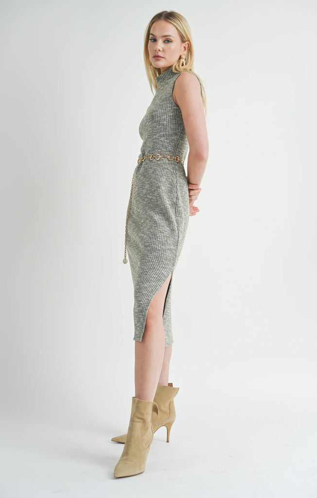 ON THE PATH KNIT TURTLENECK MIDI DRESS