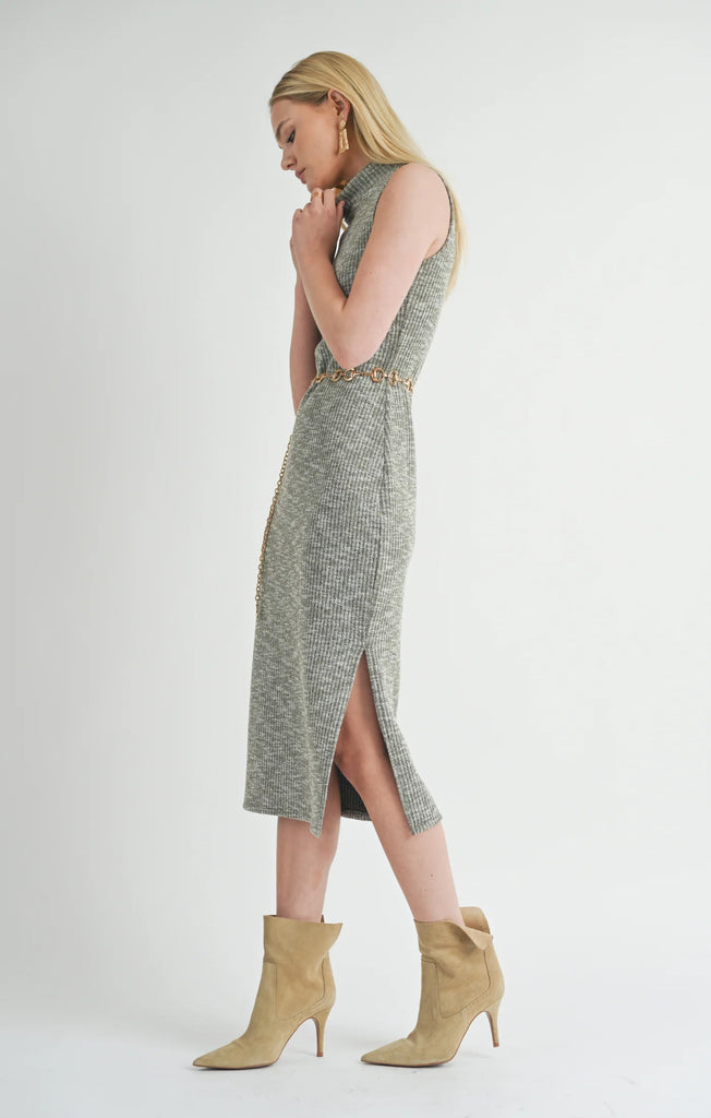 ON THE PATH KNIT TURTLENECK MIDI DRESS