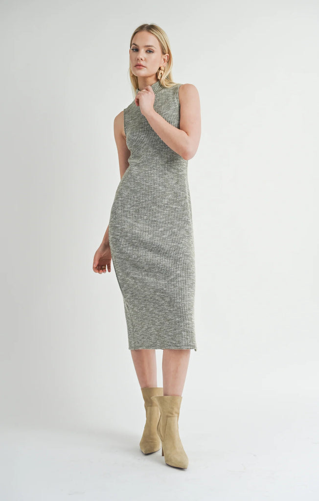 ON THE PATH KNIT TURTLENECK MIDI DRESS