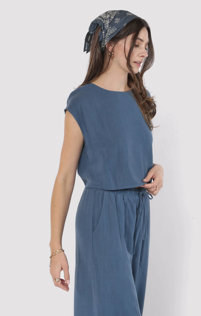 Sugarloaf Linen Top Indigo