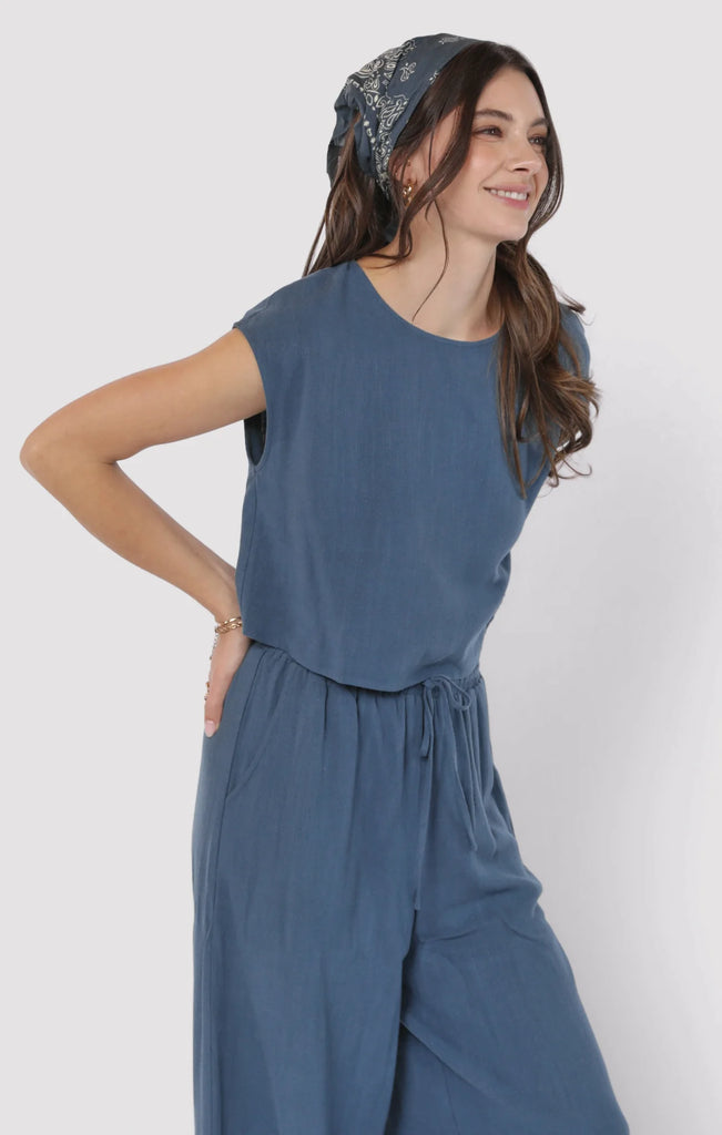 Sugarloaf Linen Top Indigo