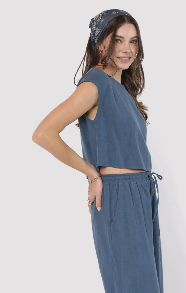 Sugarloaf Linen Top Indigo