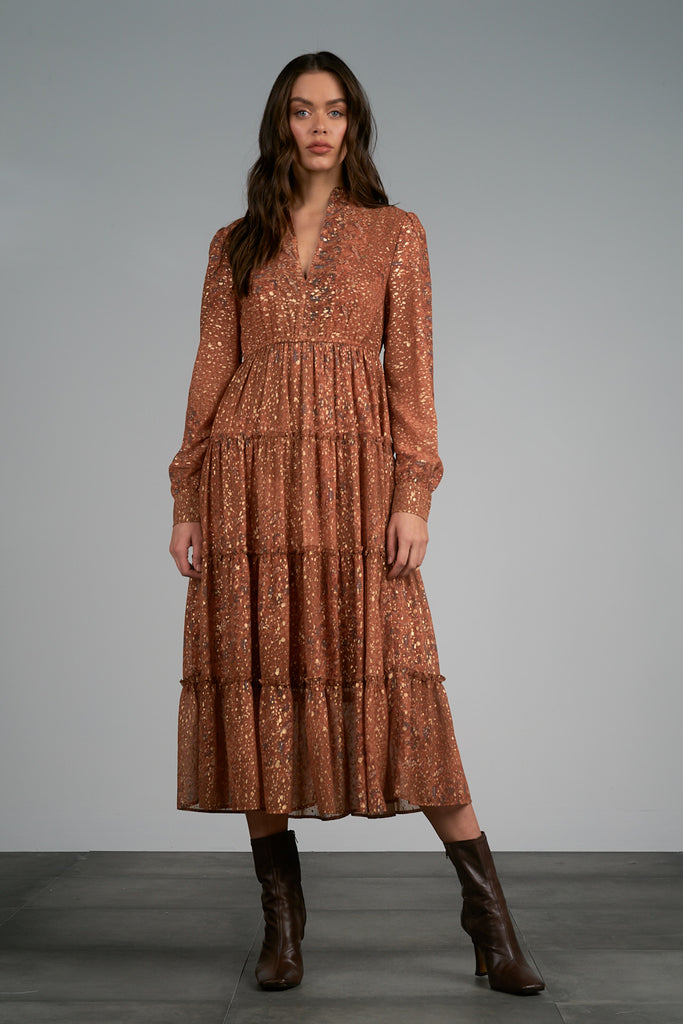 Elan October Copper Printed Dress