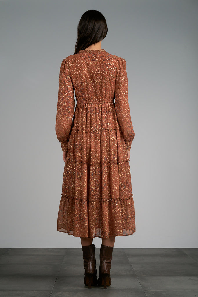 Elan October Copper Printed Dress