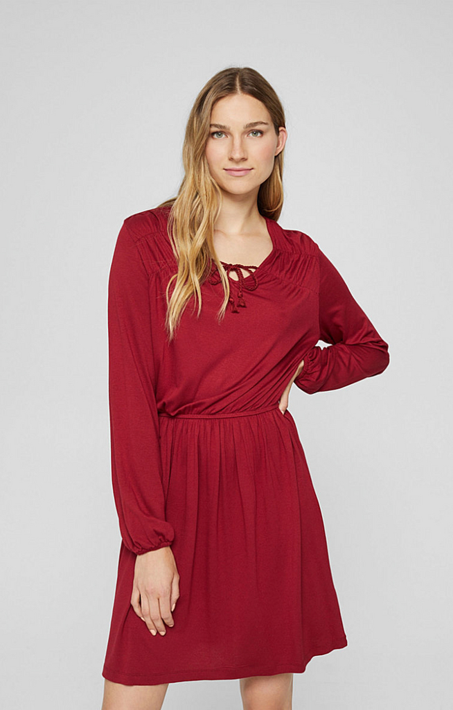 esprit red dress Esprit de Corp Red Embroidered Cotton Sheath Tank Dress with Side Slit Size 5/6