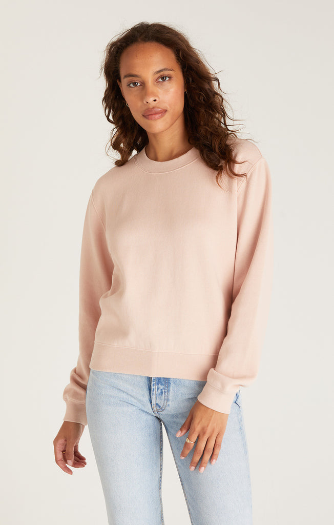 Z Supply Soft Pink Classic Crew Sweatshirt